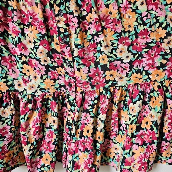 EUC LIKE NEW ALMOST FAMOUS GARDEN FLORAL BUTTON DOWN TIERED SHORT DRESS SIZE L - Picture 4 of 16